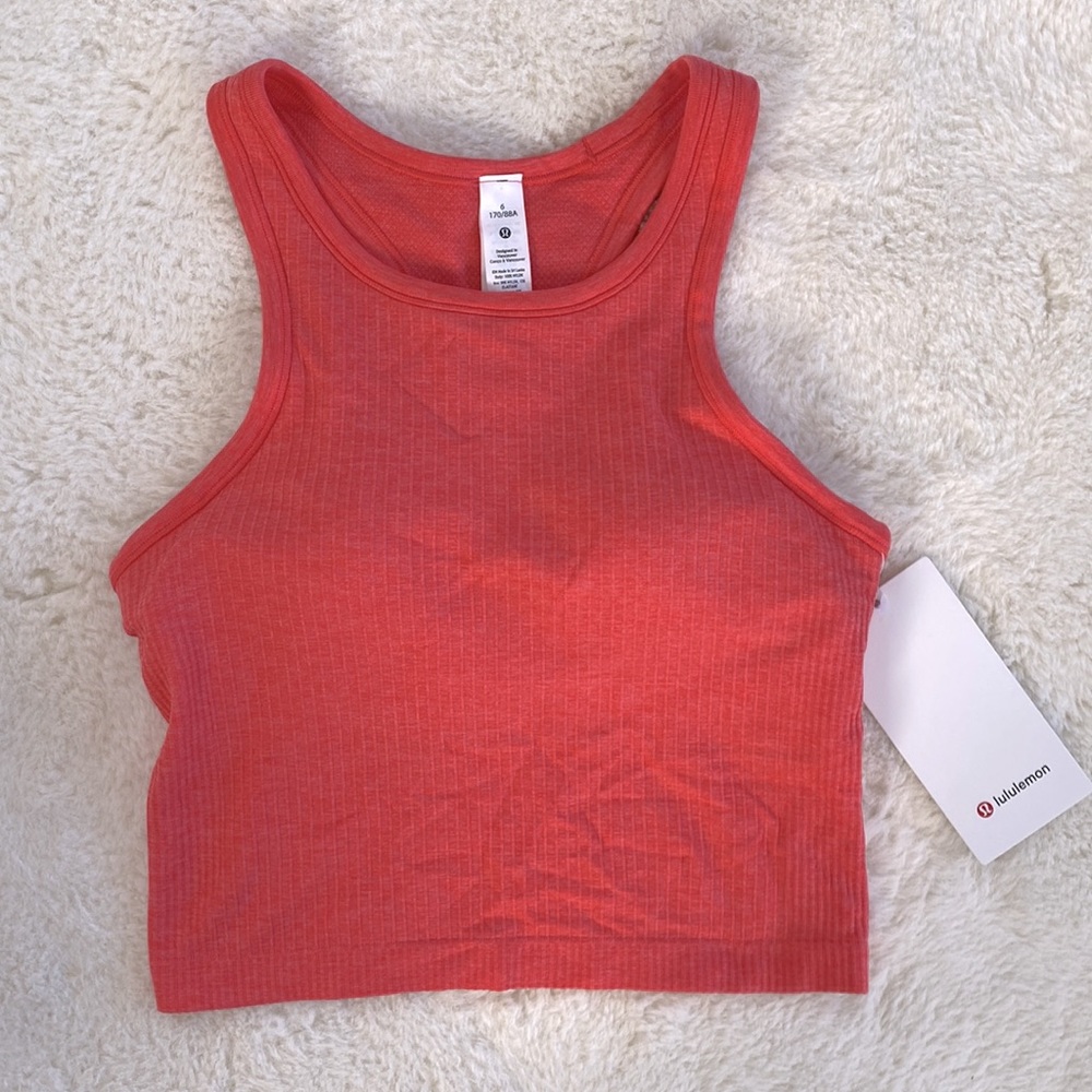 ❤️ Lululemon Ebb to Street Racerback Crop Tank Pale Raspberry NWT